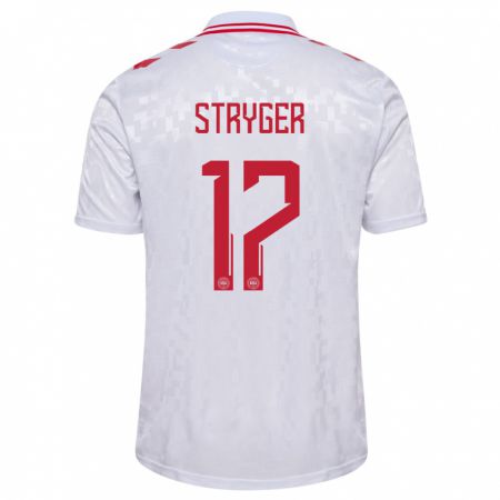 Kandiny Herren Dänemark Jens Stryger Larsen #17 Weiß Auswärtstrikot Trikot 24-26 T-Shirt