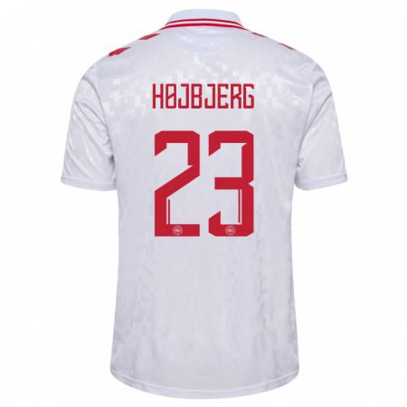 Kandiny Herren Dänemark Pierre-Emile Højbjerg #23 Weiß Auswärtstrikot Trikot 24-26 T-Shirt