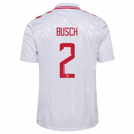 Kandiny Herren Dänemark Alexander Busch #2 Weiß Auswärtstrikot Trikot 24-26 T-Shirt
