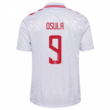 Kandiny Herren Dänemark William Osula #9 Weiß Auswärtstrikot Trikot 24-26 T-Shirt