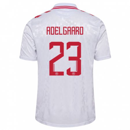 Kandiny Herren Dänemark Aske Adelgaard #23 Weiß Auswärtstrikot Trikot 24-26 T-Shirt