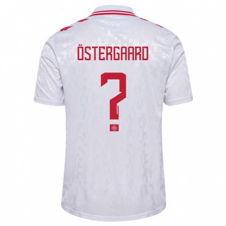 Kandiny Herren Dänemark Christian Östergaard #0 Weiß Auswärtstrikot Trikot 24-26 T-Shirt