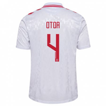 Kandiny Herren Dänemark Sebastian Otoa #4 Weiß Auswärtstrikot Trikot 24-26 T-Shirt