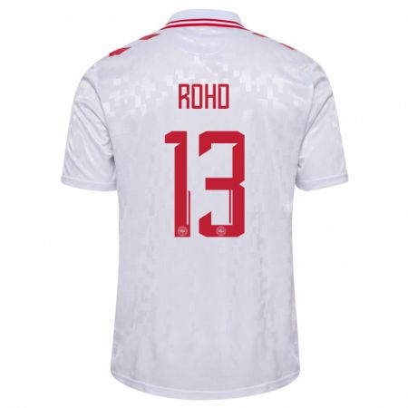 Kandiny Herren Dänemark Emil Rohd #13 Weiß Auswärtstrikot Trikot 24-26 T-Shirt
