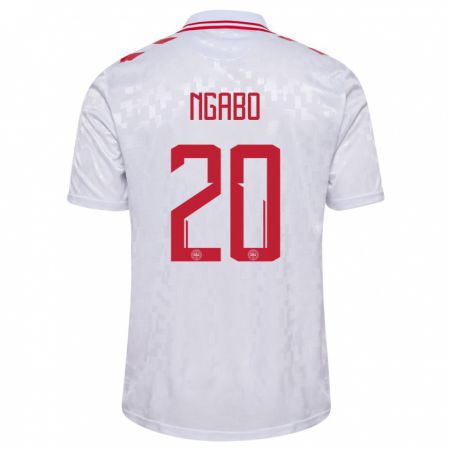 Kandiny Herren Dänemark Sanders Ngabo #20 Weiß Auswärtstrikot Trikot 24-26 T-Shirt