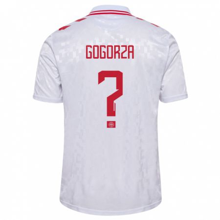 Kandiny Herren Dänemark Mikel Gogorza #0 Weiß Auswärtstrikot Trikot 24-26 T-Shirt
