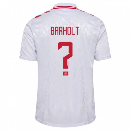 Kandiny Herren Dänemark Noah Barholt #0 Weiß Auswärtstrikot Trikot 24-26 T-Shirt