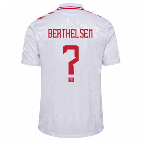 Kandiny Herren Dänemark Villum Berthelsen #0 Weiß Auswärtstrikot Trikot 24-26 T-Shirt