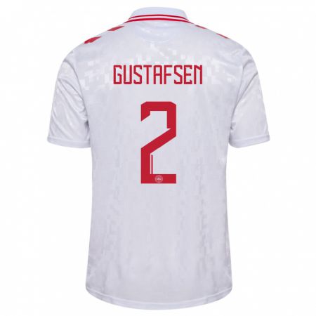 Kandiny Herren Dänemark Victor Gustafsen #2 Weiß Auswärtstrikot Trikot 24-26 T-Shirt