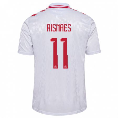 Kandiny Herren Dänemark Roberto Risnaes #11 Weiß Auswärtstrikot Trikot 24-26 T-Shirt