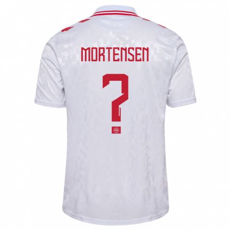 Kandiny Herren Dänemark Malthe Mortensen #0 Weiß Auswärtstrikot Trikot 24-26 T-Shirt