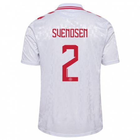 Kandiny Herren Dänemark Oliver Svendsen #2 Weiß Auswärtstrikot Trikot 24-26 T-Shirt