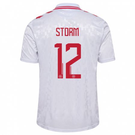 Kandiny Herren Dänemark Tobias Storm #12 Weiß Auswärtstrikot Trikot 24-26 T-Shirt