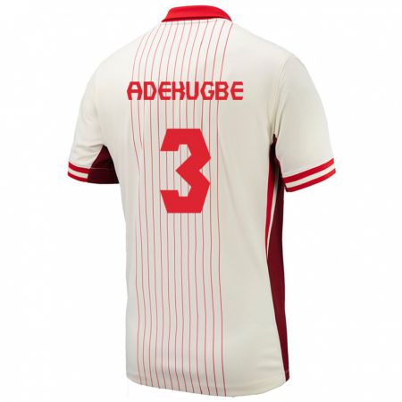 Kandiny Herren Kanada Samuel Adekugbe #3 Weiß Auswärtstrikot Trikot 24-26 T-Shirt