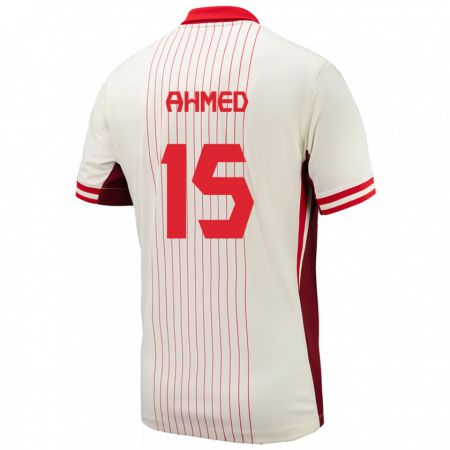Kandiny Herren Kanada Ali Ahmed #15 Weiß Auswärtstrikot Trikot 24-26 T-Shirt