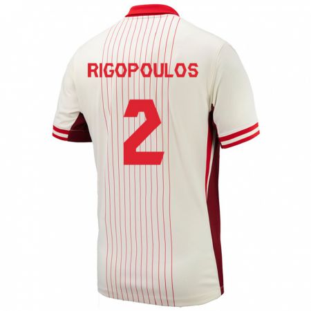 Kandiny Herren Kanada Theo Rigopoulos #2 Weiß Auswärtstrikot Trikot 24-26 T-Shirt