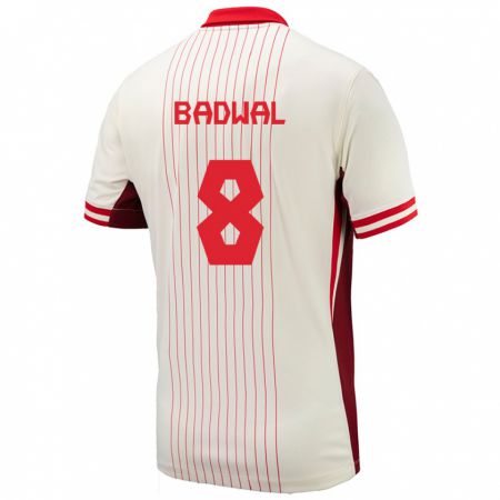 Kandiny Herren Kanada Jeevan Badwal #8 Weiß Auswärtstrikot Trikot 24-26 T-Shirt