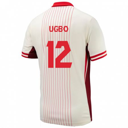 Kandiny Herren Kanada Iké Ugbo #12 Weiß Auswärtstrikot Trikot 24-26 T-Shirt