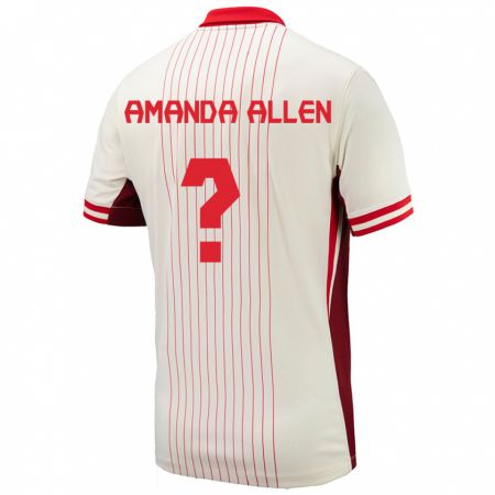Kandiny Herren Kanada Amanda Allen #0 Weiß Auswärtstrikot Trikot 24-26 T-Shirt