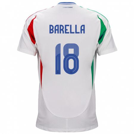 Kandiny Herren Italien Nicolò Barella #18 Weiß Auswärtstrikot Trikot 24-26 T-Shirt