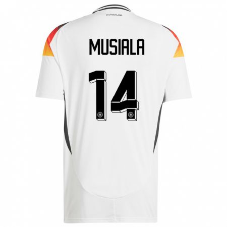 Kandiny Damen Deutschland Jamal Musiala #14 Weiß Heimtrikot Trikot 24-26 T-Shirt