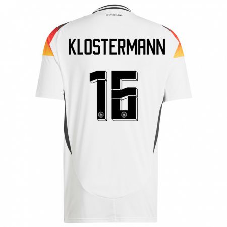 Kandiny Damen Deutschland Lukas Klostermann #16 Weiß Heimtrikot Trikot 24-26 T-Shirt
