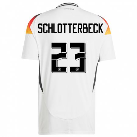 Kandiny Damen Deutschland Nico Schlotterbeck #23 Weiß Heimtrikot Trikot 24-26 T-Shirt
