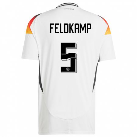 Kandiny Damen Deutschland Jana Feldkamp #5 Weiß Heimtrikot Trikot 24-26 T-Shirt
