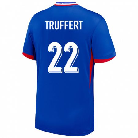 Kandiny Damen Frankreich Adrien Truffert #22 Blau Heimtrikot Trikot 24-26 T-Shirt