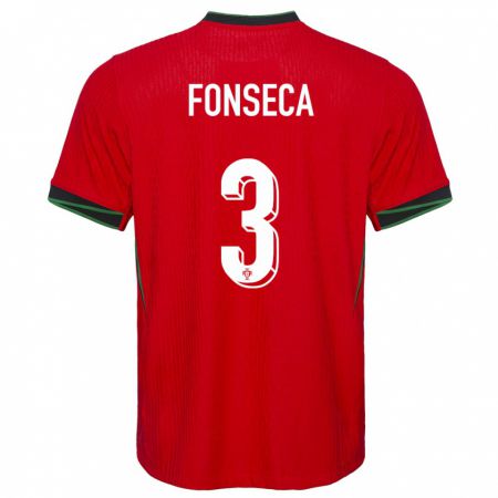 Kandiny Damen Portugal Joao Fonseca #3 Rot Heimtrikot Trikot 24-26 T-Shirt