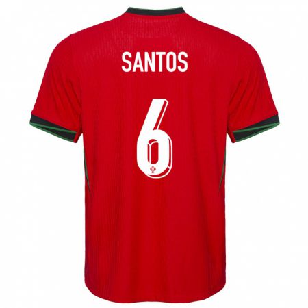 Kandiny Damen Portugal Vasco Santos #6 Rot Heimtrikot Trikot 24-26 T-Shirt