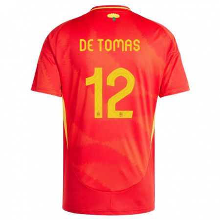 Kandiny Damen Spanien Raul De Tomas #12 Rot Heimtrikot Trikot 24-26 T-Shirt
