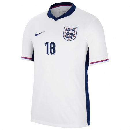 Kandiny Damen England Jordan Nobbs #18 Weiß Heimtrikot Trikot 24-26 T-Shirt