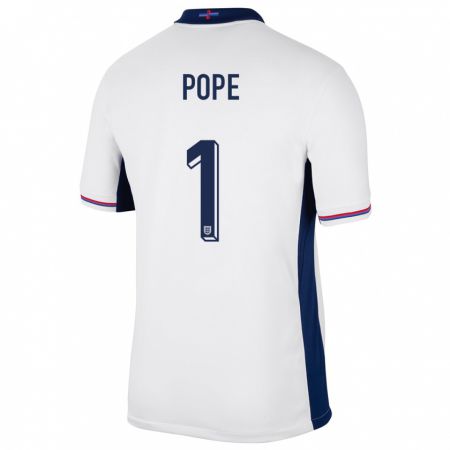 Kandiny Damen England Nick Pope #1 Weiß Heimtrikot Trikot 24-26 T-Shirt
