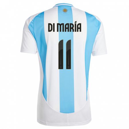 Kandiny Damen Argentinien Angel Di Maria #11 Weiß Blau Heimtrikot Trikot 24-26 T-Shirt