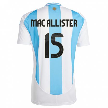 Kandiny Damen Argentinien Alexis Mac Allister #15 Weiß Blau Heimtrikot Trikot 24-26 T-Shirt