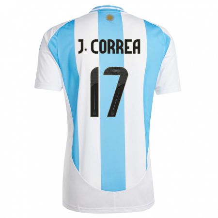 Kandiny Damen Argentinien Joaquin Correa #17 Weiß Blau Heimtrikot Trikot 24-26 T-Shirt