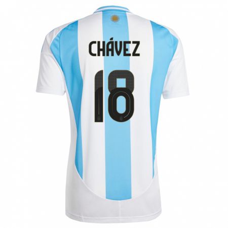 Kandiny Damen Argentinien Gabriela Chavez #18 Weiß Blau Heimtrikot Trikot 24-26 T-Shirt