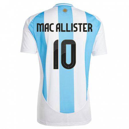 Kandiny Damen Argentinien Alexis Mac Allister #10 Weiß Blau Heimtrikot Trikot 24-26 T-Shirt