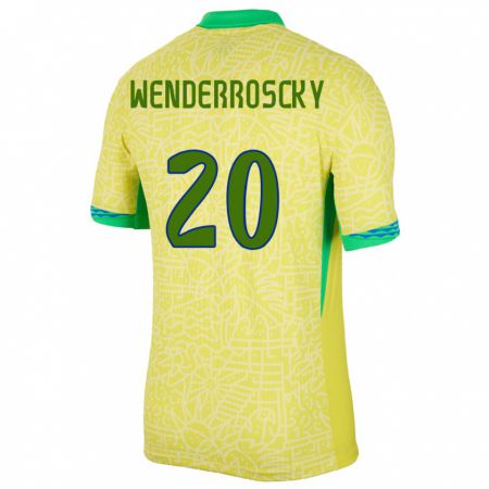 Kandiny Damen Brasilien Arthur Wenderroscky #20 Gelb Heimtrikot Trikot 24-26 T-Shirt