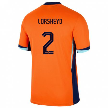 Kandiny Damen Niederlande Barbara Lorsheyd #2 Orange Heimtrikot Trikot 24-26 T-Shirt