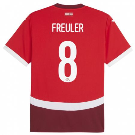 Kandiny Damen Schweiz Remo Freuler #8 Rot Heimtrikot Trikot 24-26 T-Shirt