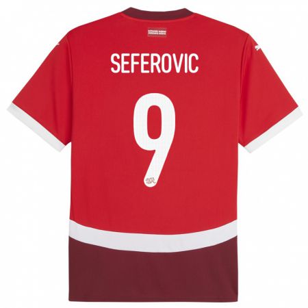 Kandiny Damen Schweiz Haris Seferovic #9 Rot Heimtrikot Trikot 24-26 T-Shirt