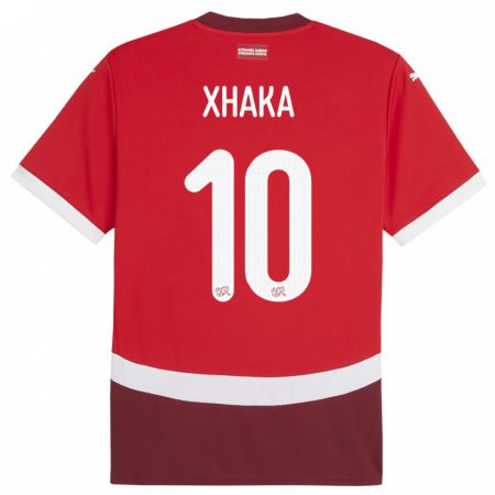 Kandiny Damen Schweiz Granit Xhaka #10 Rot Heimtrikot Trikot 24-26 T-Shirt