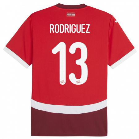 Kandiny Damen Schweiz Ricardo Rodriguez #13 Rot Heimtrikot Trikot 24-26 T-Shirt