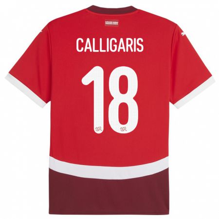 Kandiny Damen Schweiz Viola Calligaris #18 Rot Heimtrikot Trikot 24-26 T-Shirt