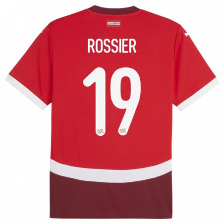 Kandiny Damen Schweiz Evan Rossier #19 Rot Heimtrikot Trikot 24-26 T-Shirt