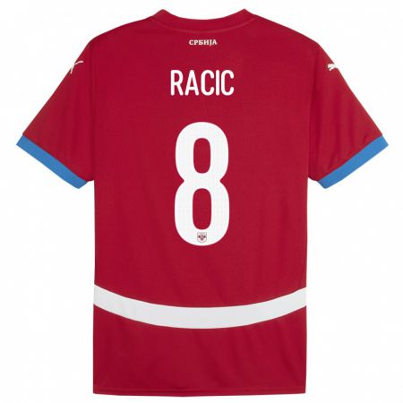 Kandiny Damen Serbien Uros Racic #8 Rot Heimtrikot Trikot 24-26 T-Shirt