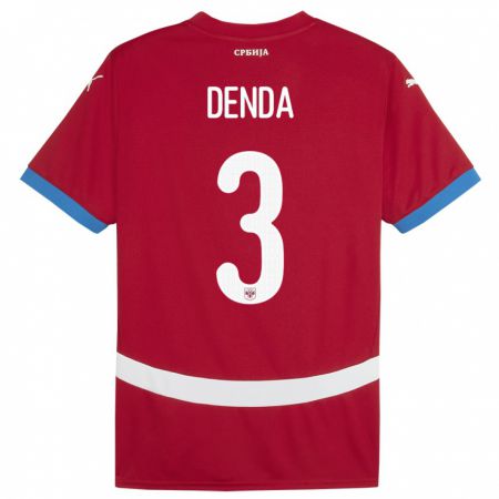 Kandiny Damen Serbien Milica Denda #3 Rot Heimtrikot Trikot 24-26 T-Shirt