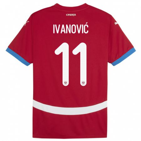 Kandiny Damen Serbien Miljana Ivanovic #11 Rot Heimtrikot Trikot 24-26 T-Shirt